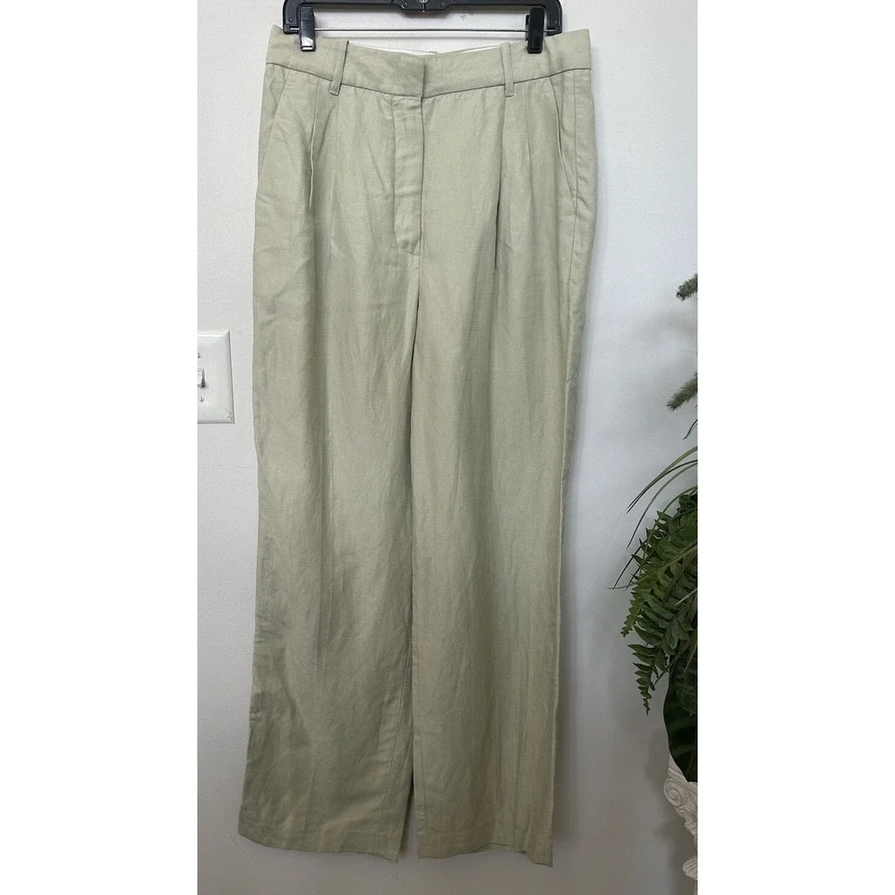 Aritzia Wilfred‎ The Effortless Sage Linen High Waist Women's Pants Wide Leg 12